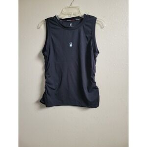 Spyder Active Women's Workouts Tank Top‎ Athleisure Ruched Sides Logo Gym Sz L